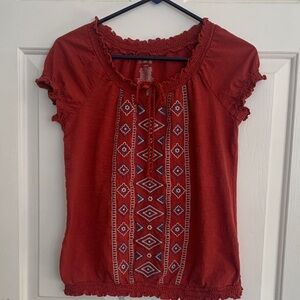 St. John's Bay Red Geometric Blouse